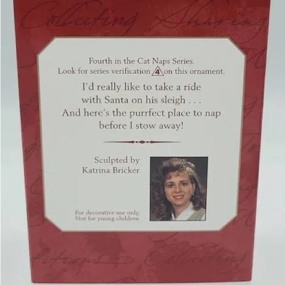 Vintage Hallmark Christmas Ornament 1997 Holiday Keepsakes Cats Naps Kitten Red main image 9
